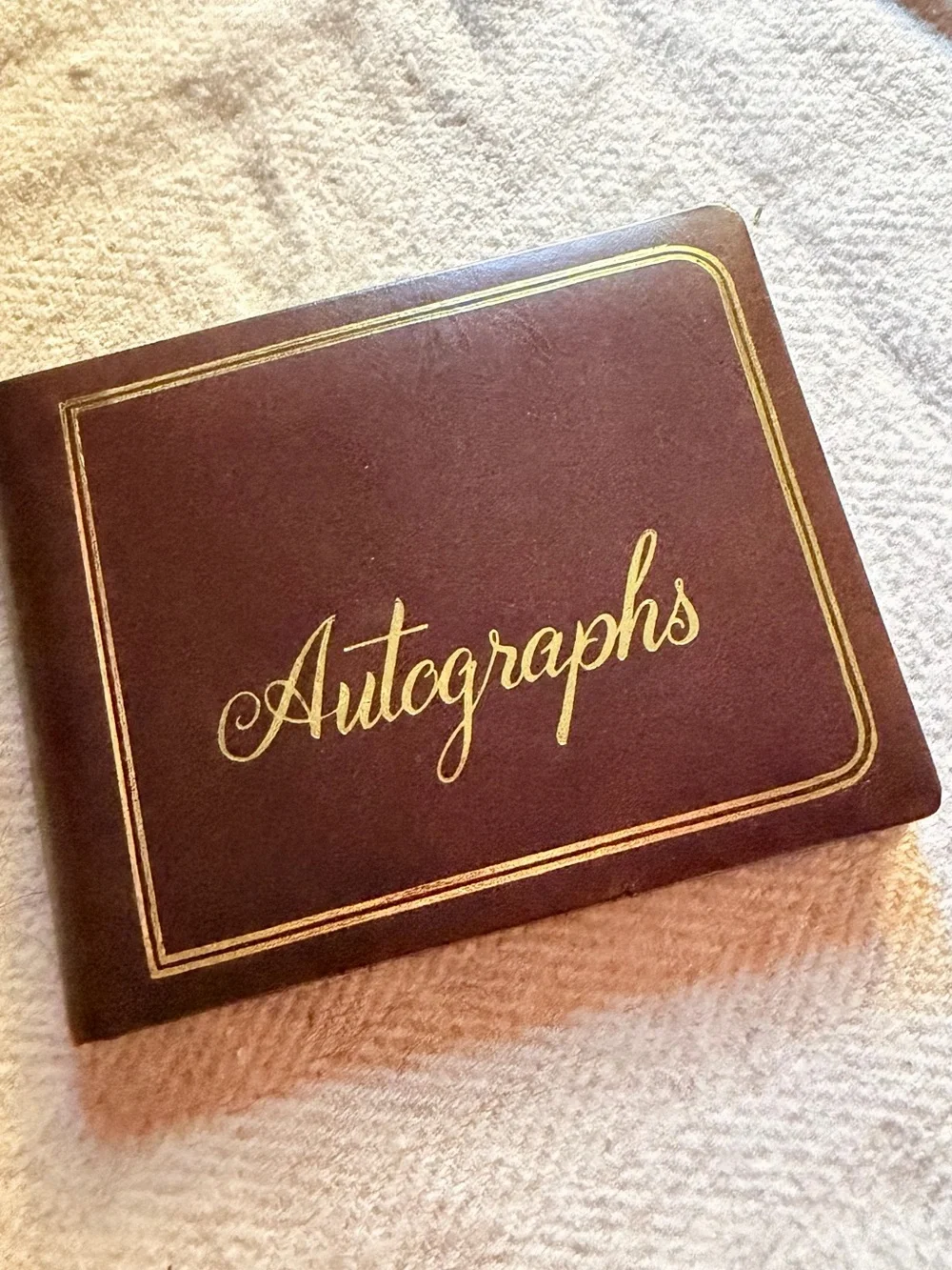 Autographs Pocket Book Faux Leather Brown Cover Gold Lettering Made in Korea
